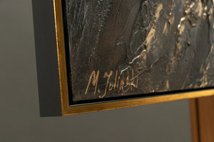 "Spiegelungen III" Hand-Painted Modern Art – Abstract Canvas Painting with Frame