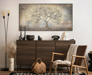Elegant abstract painting on canvas "Golden tree"