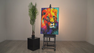 Framed modern office wall decor "Lion's grace"