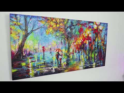Contemporary painting with frame "Autumn alley"