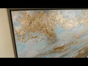 Hand-Painted Acrylic Canvas „Golden Bay“ – Textured Wall Art with Gold Accents