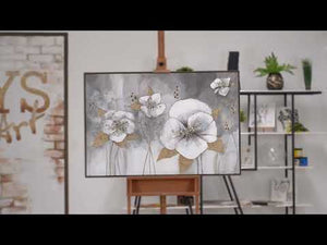 Handgemachte Acrylbilder mit rahmen "Goldene Blüten"