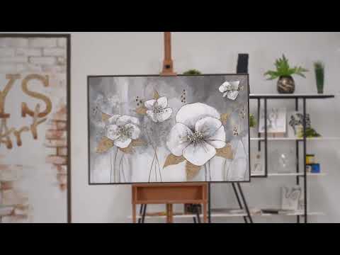Handgemachte Acrylbilder mit rahmen "Goldene Blüten"