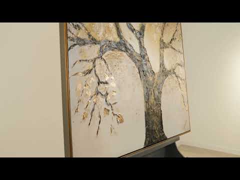 Hand-Painted Canvas „Tree of Wealth and Prosperity“ – Elegant Wall Art