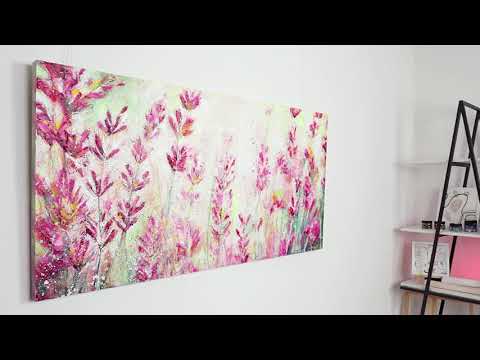 Handgemalte bilder blumen "Juli" 140x70