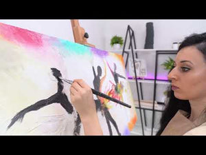 Modern art on canvas – Abstract acrylic painting of dancers