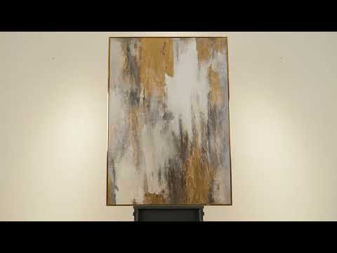 Luxury Gold Painting "Elegant Reflection" – Modern Abstract Canvas in Grey and Cream