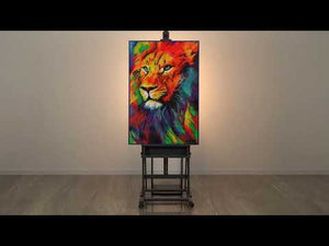 Framed large canvas wall art "Lion's strength"