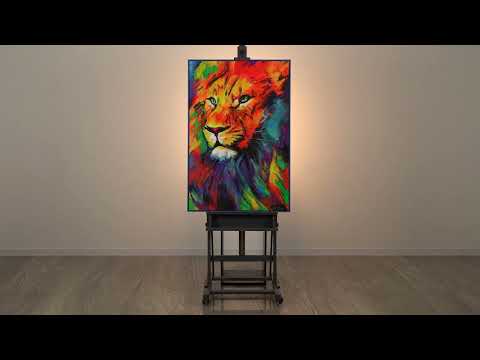 Framed large canvas wall art "Lion's strength"