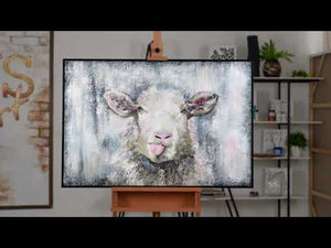 Modern abstract animal painting with frame "Happy sheep"