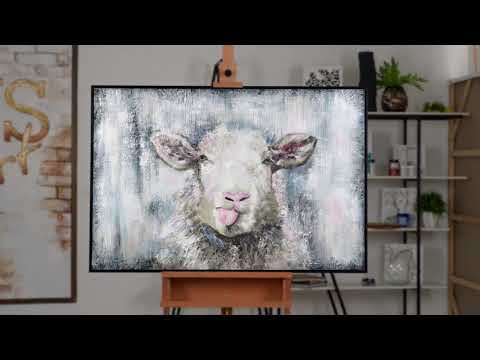 Modern abstract animal painting with frame "Happy sheep"