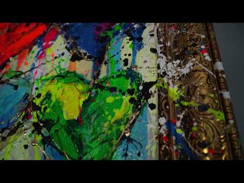 Handmade Paintings with Frame - Modern Wall Decor for Living Room "Palette of Love"