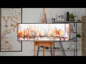Abstract art pictures "Morning in Megapolis" acrylic painting abstract with frame