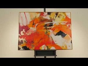 Modern art pictures "Orange Explosion" acrylic painting on canvas with frame