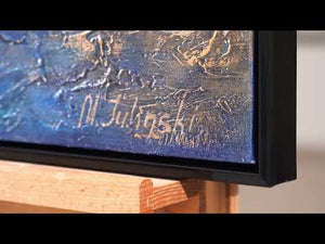 Hand made modern acrylic painting with frame "Ultramarine II"
