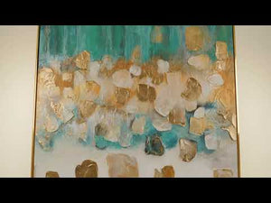 Luxury Gold Painting "Aquamarine Dreams" – Modern Canvas with Blue and Gold Accents