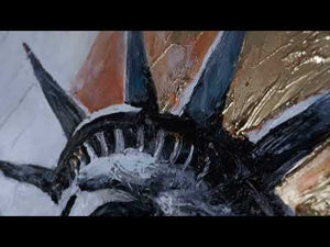 Abstrakte Acrylmalerei mit Statue of Liberty – Gerahmtes Bild "Licht der Freiheit"