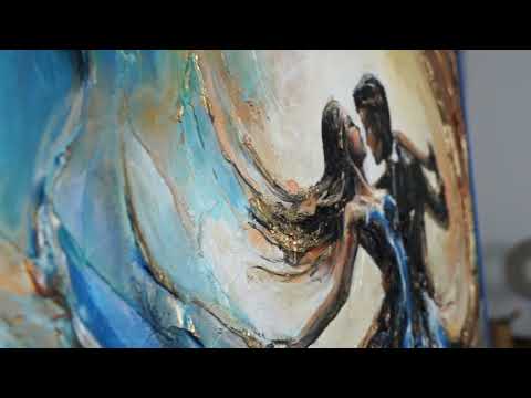 "Fairy Waltz" Acrylic Art – Gold Painting Canvas and Paintings of People