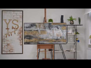 Acrylbild auf Leinwand mit Goldakzenten 'Goldene Reflexionen' mit Rahmen