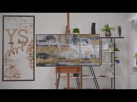 Acrylbild auf Leinwand mit Goldakzenten 'Goldene Reflexionen' mit Rahmen