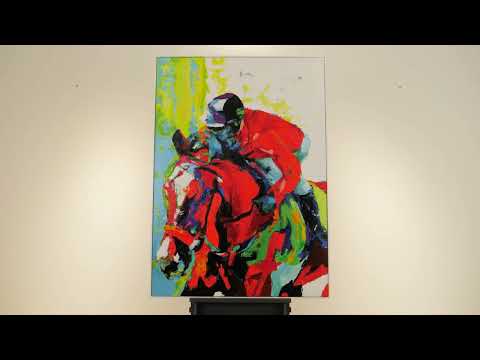 Colorful Abstract Art "Horse & Rider" – Hand-Painted Pop Art Canvas for Modern Interiors
