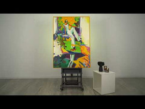 Colorful Abstract Art "Burst of Leisure" – Dynamic Figure Canvas Painting