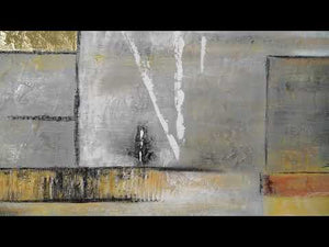 Abstract acrylic painting with gold accents on canvas 