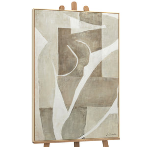 Signatur Künstler Acrylbild Beige Grau handgemalte Kunst