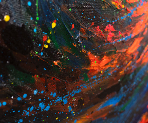 Strukturierte Acrylmalerei Blau Orange abstrakte Kunst