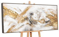 Strukturierte Acrylmalerei Gold Beige Abstrakte Komposition
