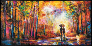 Wandkunst Acrylmalerei bunt Regen Szene moderne Dekoration